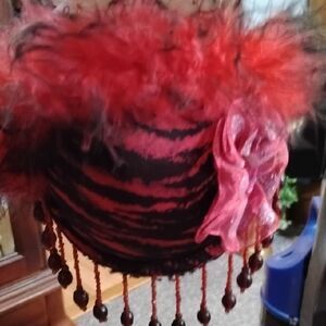 Elegant Red Feathered Women's Accessory